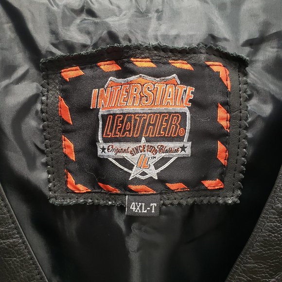 Interstate Leather Black Biker Motorcycle Vest 4XL-T - Picture 3 of 14